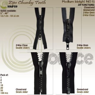 Chunky-teeth 2-Way-CE zips NO5 slider