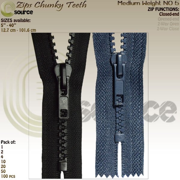 Chunky-teeth Close-end zips NO5 slider