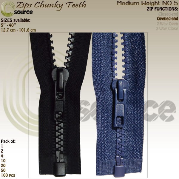 Chunky-teeth Open-end zips NO5 slider