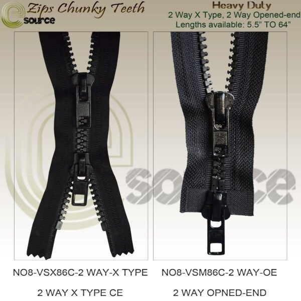 Chunky-teeth 2-Way zips NO8 slider